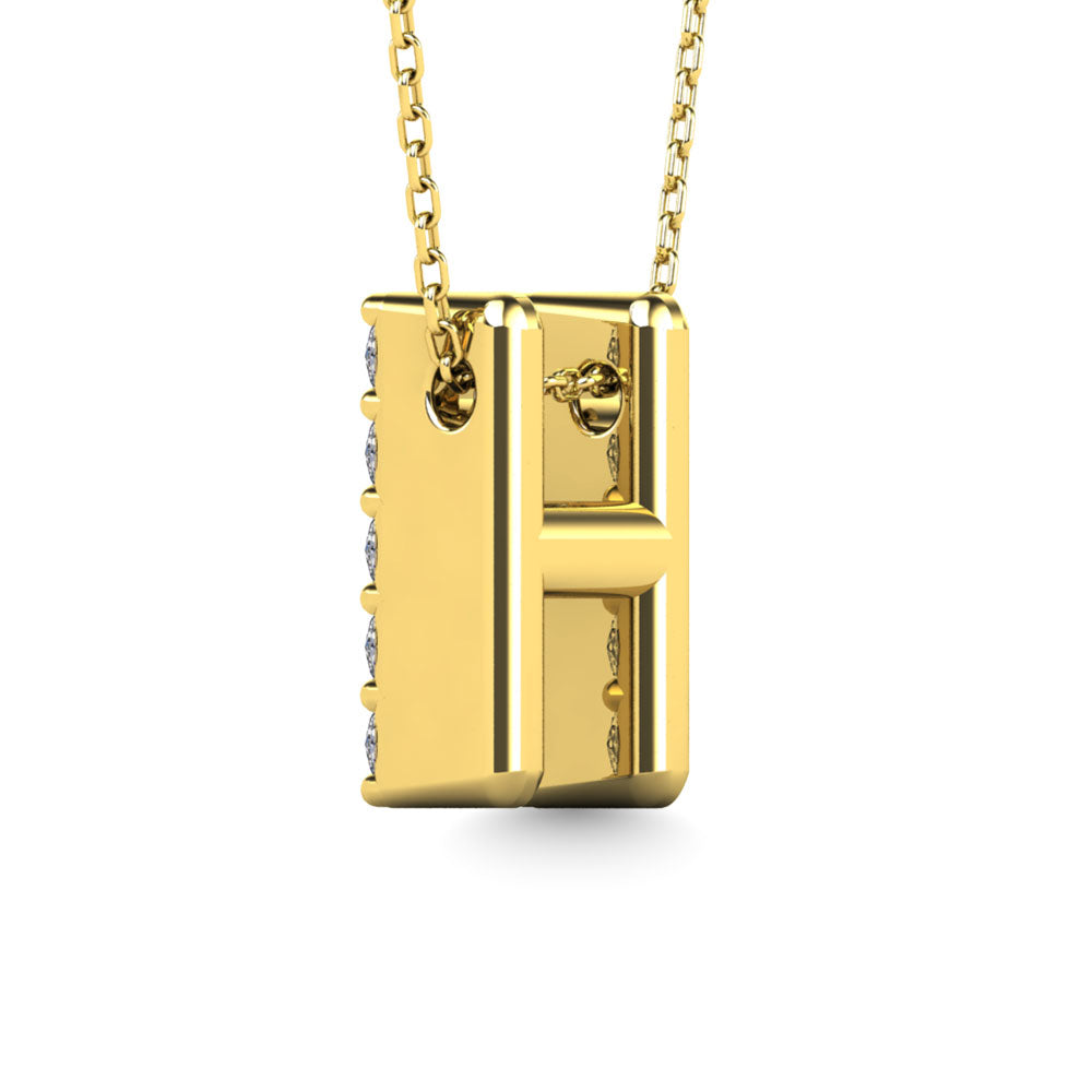 Diamond 1/8 Ct.Tw. Letter H Pendant in 14K Yellow Gold""