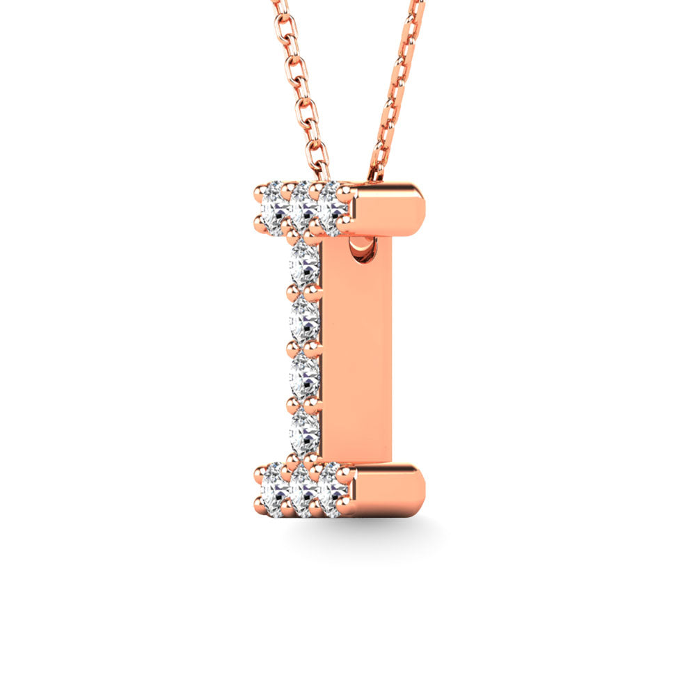 Diamond 1/10 Ct.Tw. Letter I Pendant in 14K Rose Gold""