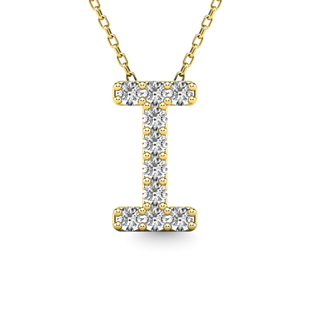 Diamond 1/10 Ct.Tw. Letter I Pendant in 14K Yellow Gold""