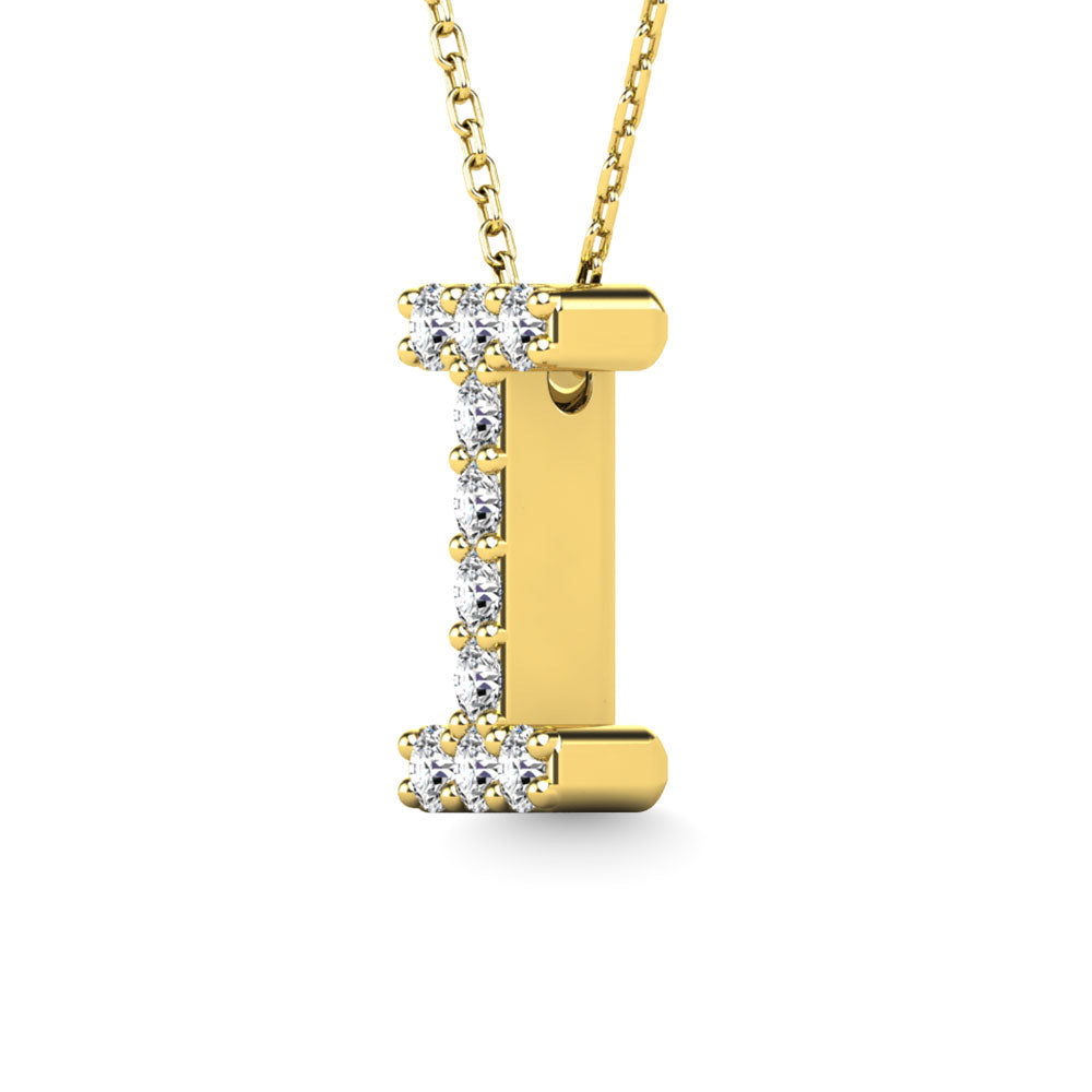 Diamond 1/10 Ct.Tw. Letter I Pendant in 14K Yellow Gold""