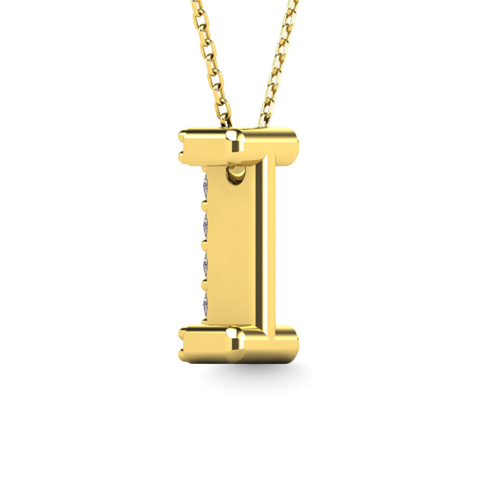 Diamond 1/10 Ct.Tw. Letter I Pendant in 14K Yellow Gold""