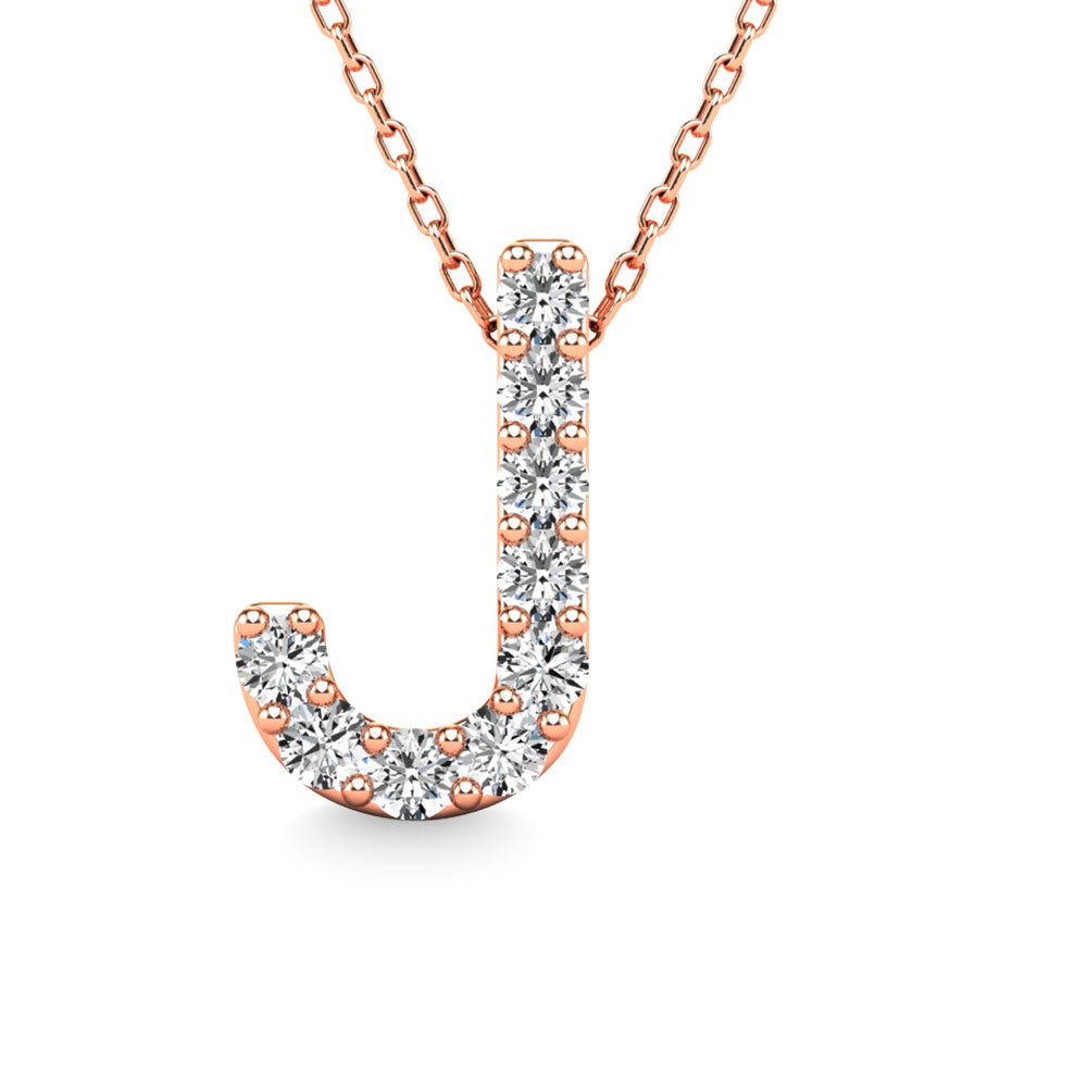 Diamond 1/10 Ct.Tw. Letter J Pendant in 14K Rose Gold""