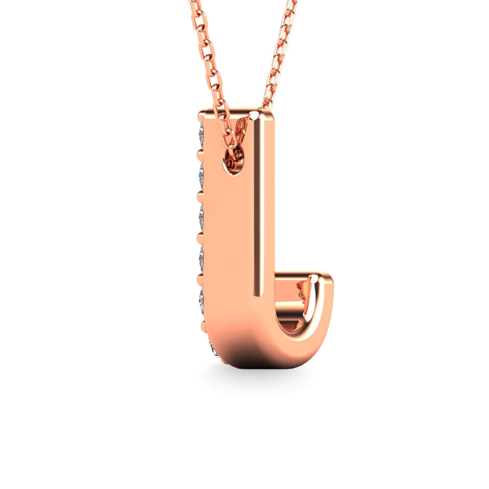 Diamond 1/10 Ct.Tw. Letter J Pendant in 14K Rose Gold""