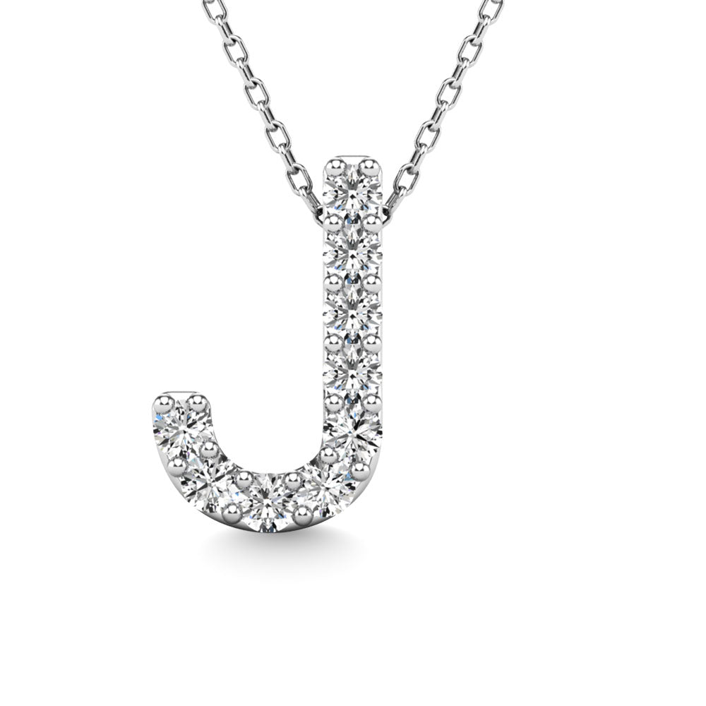 Diamond 1/10 Ct.Tw. Letter J Pendant in 14K White Gold""