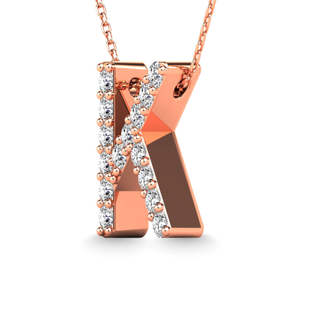 Diamond 1/8 Ct.Tw. Letter K Pendant in 14K Rose Gold""