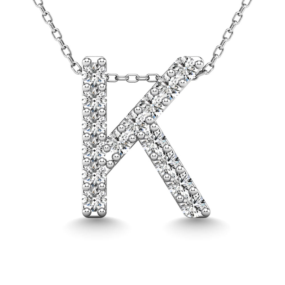 Diamond 1/8 Ct.Tw. Letter K Pendant in 14K White Gold""