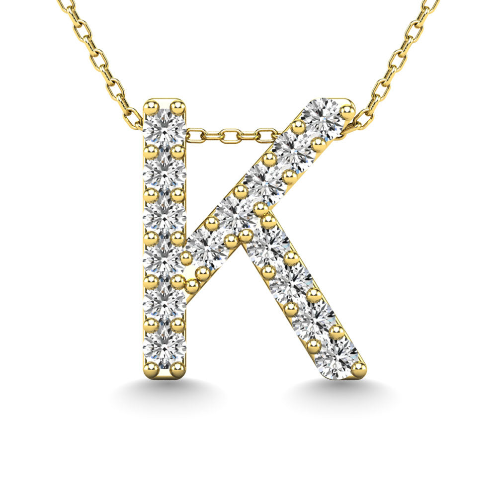 Diamond 1/8 Ct.Tw. Letter K Pendant in 14K Yellow Gold""