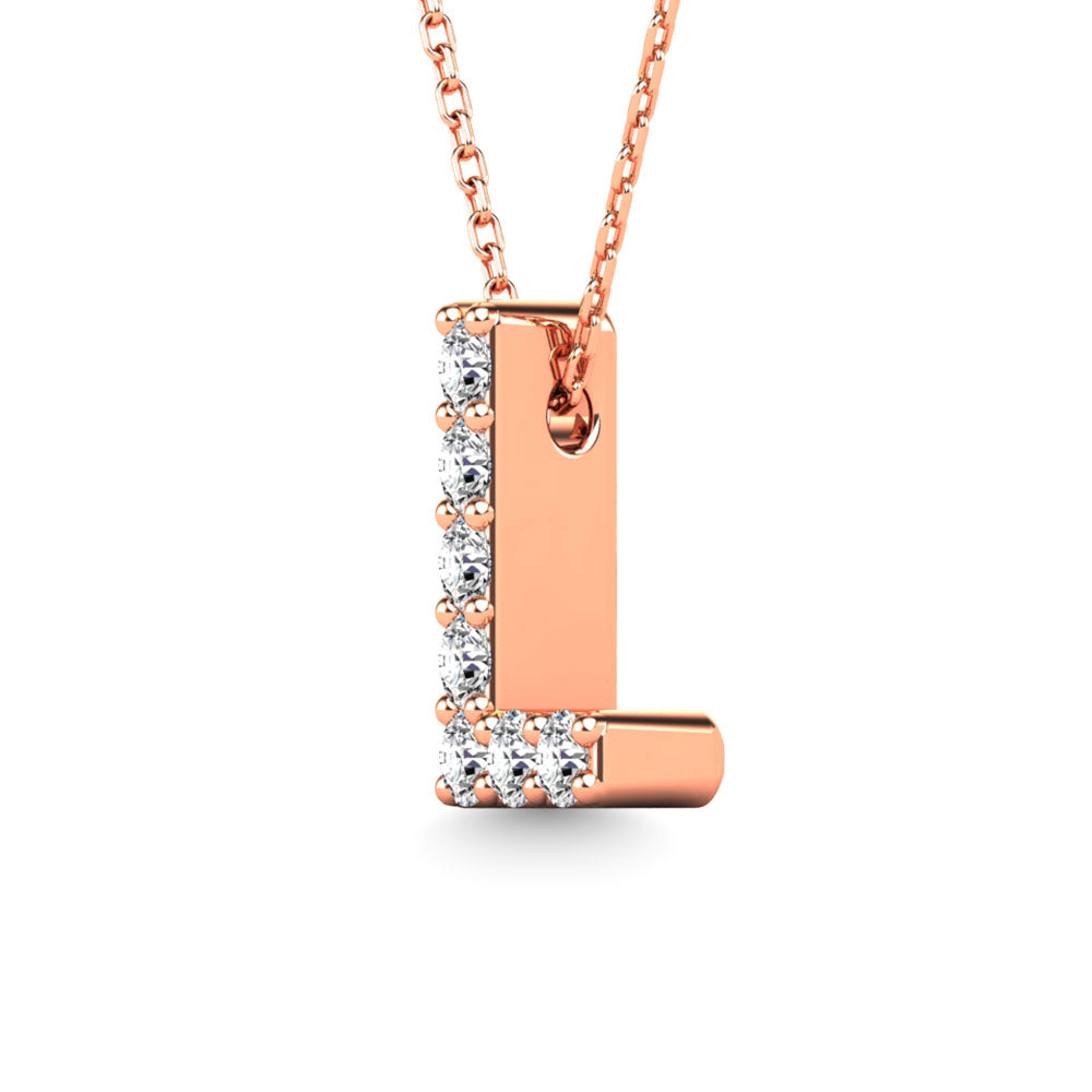 Diamond 1/20 Ct.Tw. Letter L Pendant in 14K Rose Gold""