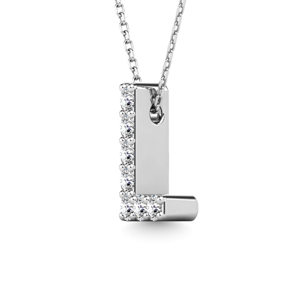 Diamond 1/20 Ct.Tw. Letter L Pendant in 14K White Gold""