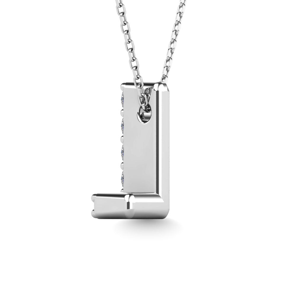 Diamond 1/20 Ct.Tw. Letter L Pendant in 14K White Gold""