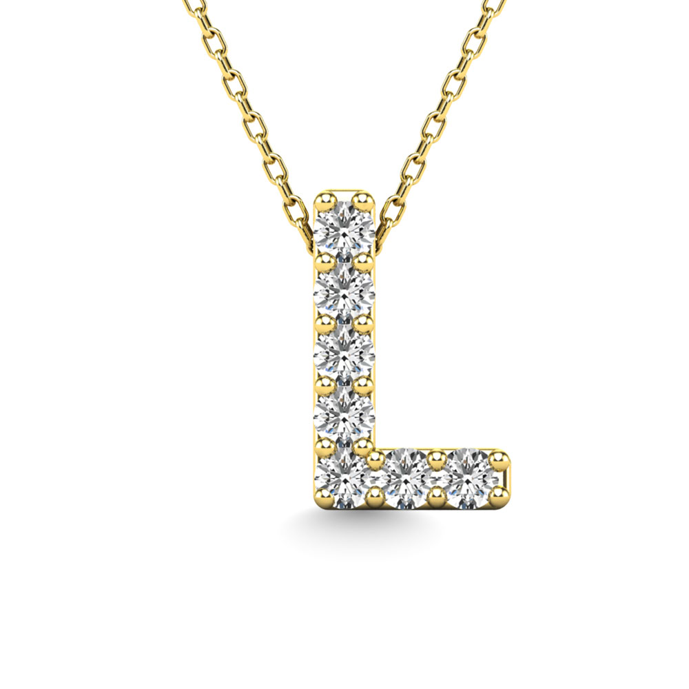 Diamond 1/20 Ct.Tw. Letter L Pendant in 14K Yellow Gold""