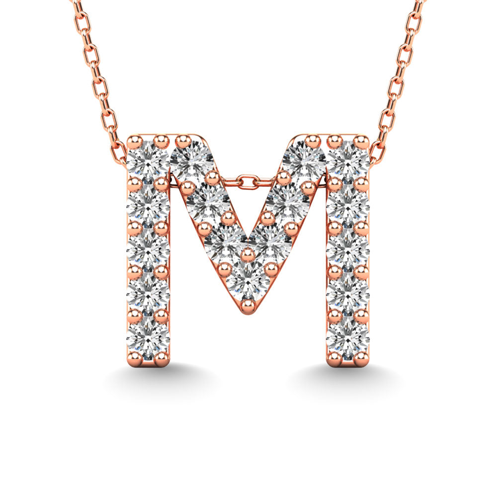 Diamond 1/6 Ct.Tw. Letter M Pendant in 14K Rose Gold""