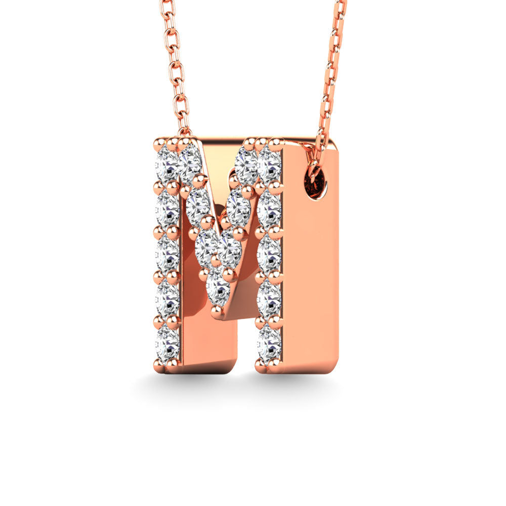 Diamond 1/6 Ct.Tw. Letter M Pendant in 14K Rose Gold""