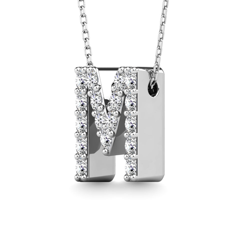 Diamond 1/6 Ct.Tw. Letter M Pendant in 14K White Gold""