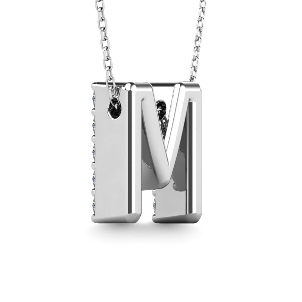 Diamond 1/6 Ct.Tw. Letter M Pendant in 14K White Gold""