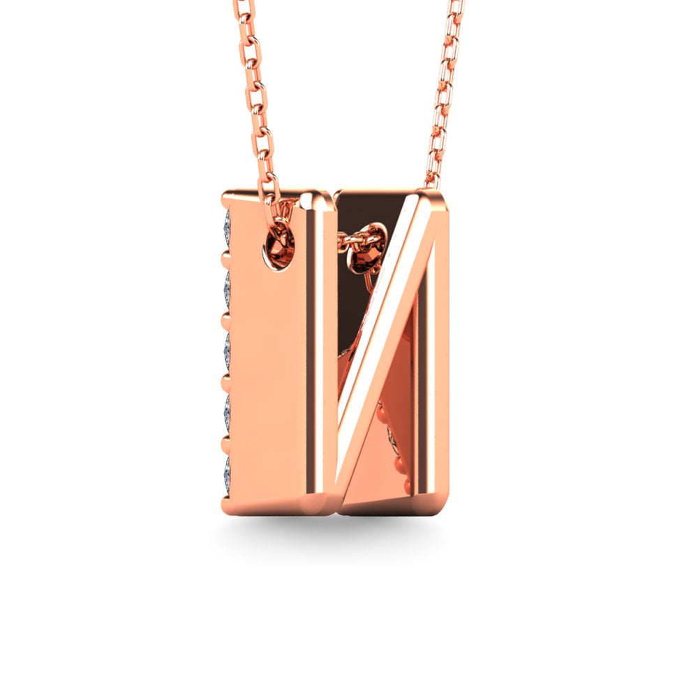 Diamond 1/6 Ct.Tw. Letter N Pendant in 14K Rose Gold""