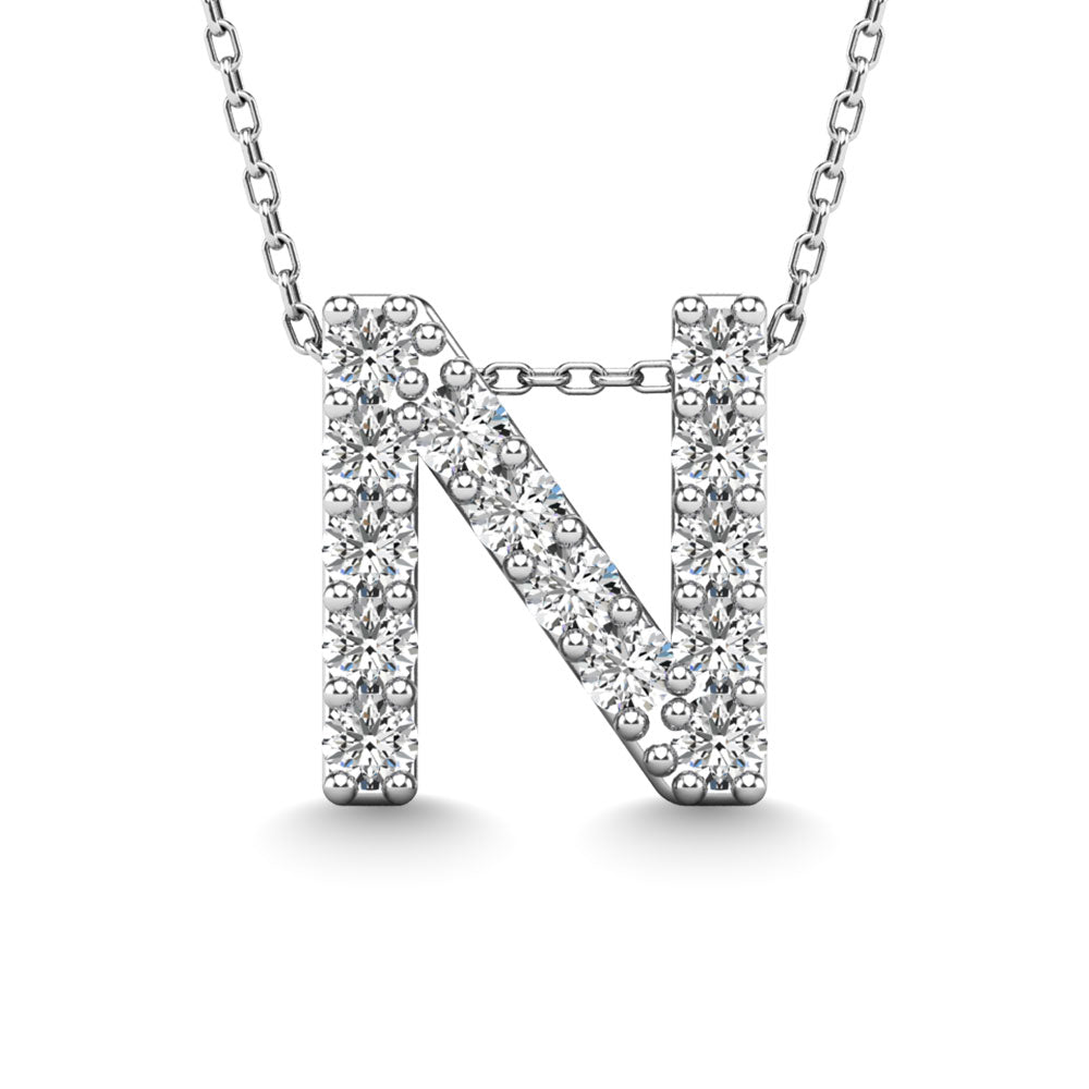 Diamond 1/6 Ct.Tw. Letter N Pendant in 14K White Gold""