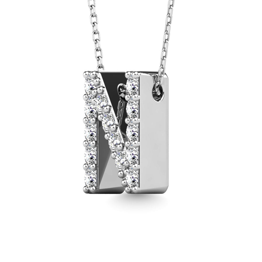 Diamond 1/6 Ct.Tw. Letter N Pendant in 14K White Gold""