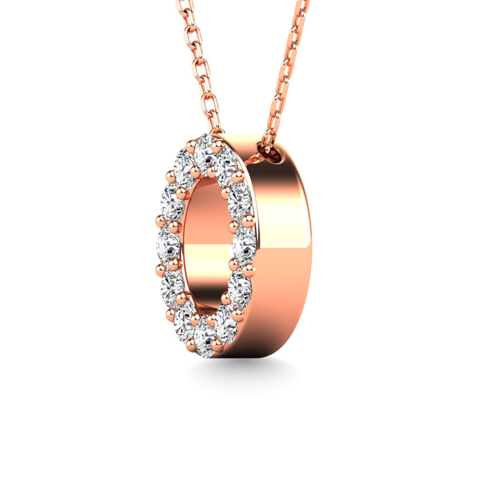 Diamond 1/8 Ct.Tw. Letter O Pendant in 14K Rose Gold""