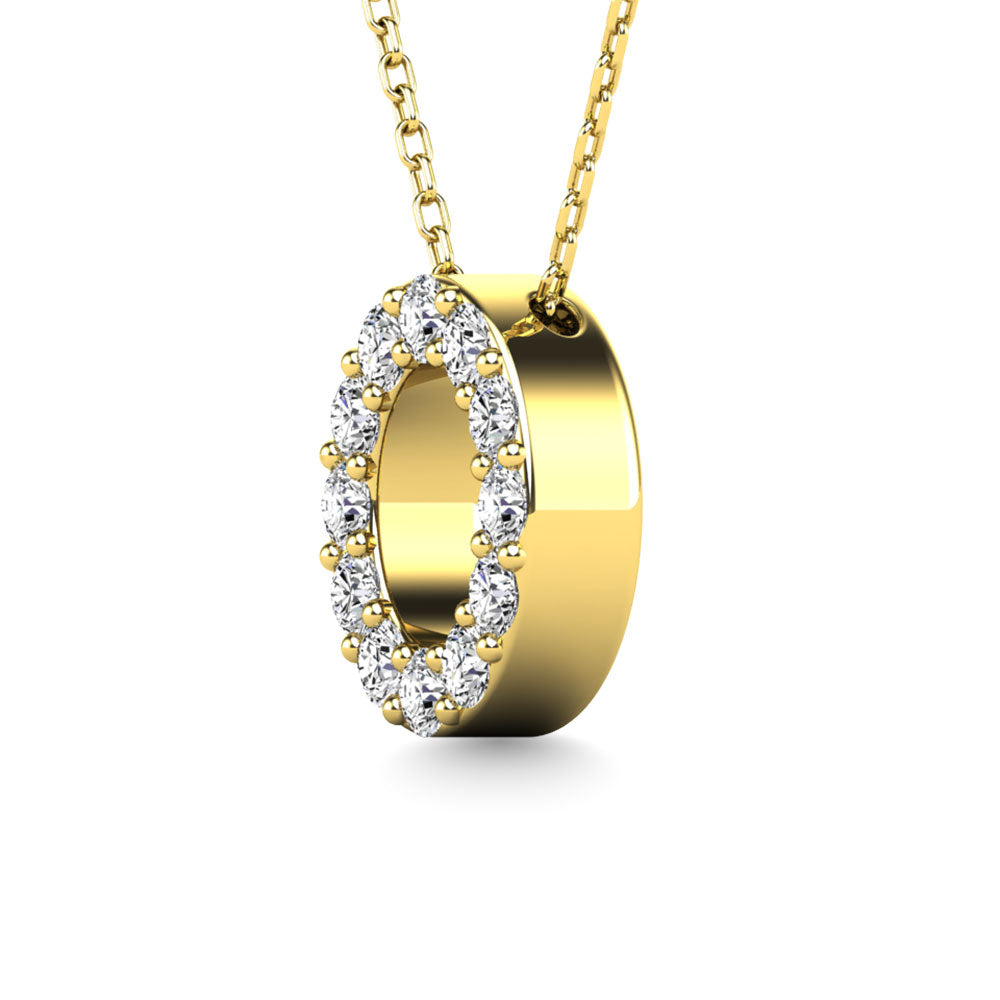 Diamond 1/8 Ct.Tw. Letter O Pendant in 14K Yellow Gold""