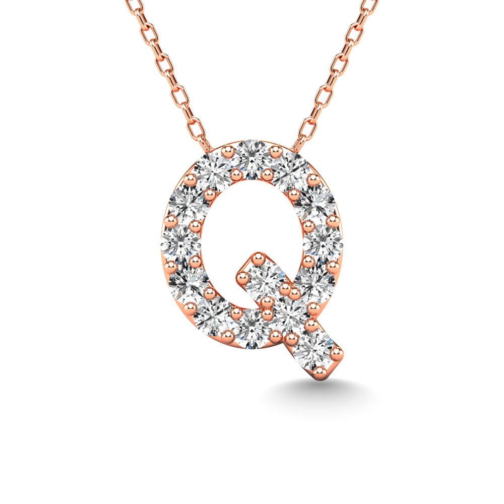 Diamond 1/6 Ct.Tw. Letter Q Pendant in 14K Rose Gold""