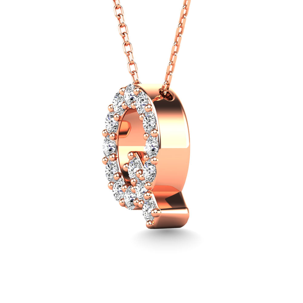 Diamond 1/6 Ct.Tw. Letter Q Pendant in 14K Rose Gold""