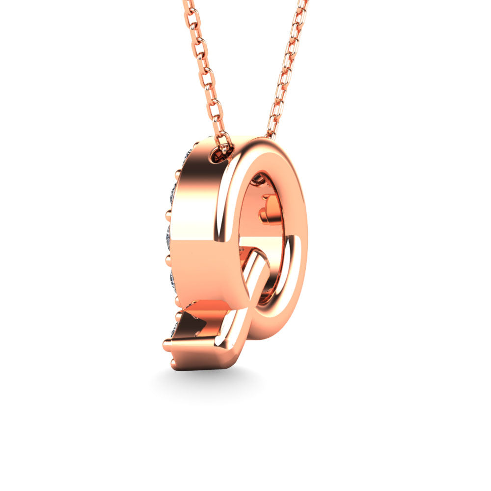 Diamond 1/6 Ct.Tw. Letter Q Pendant in 14K Rose Gold""