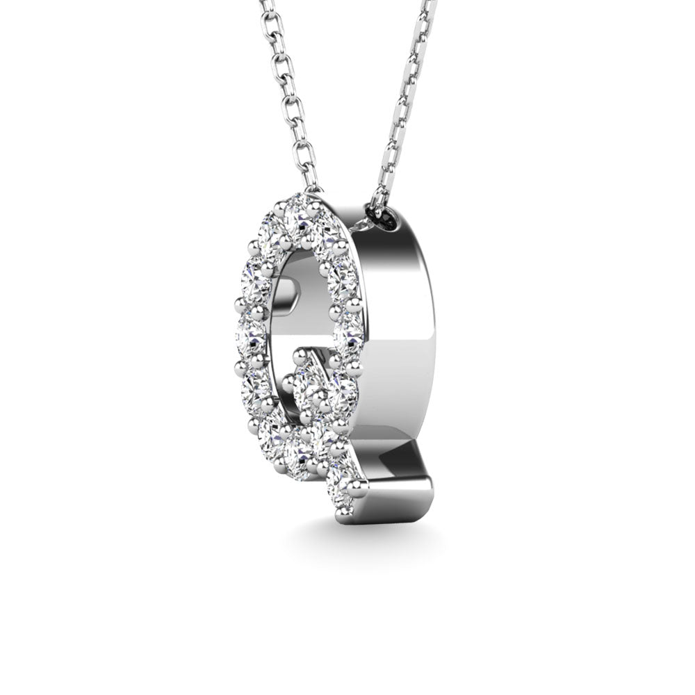 Diamond 1/6 Ct.Tw. Letter Q Pendant in 14K White Gold""