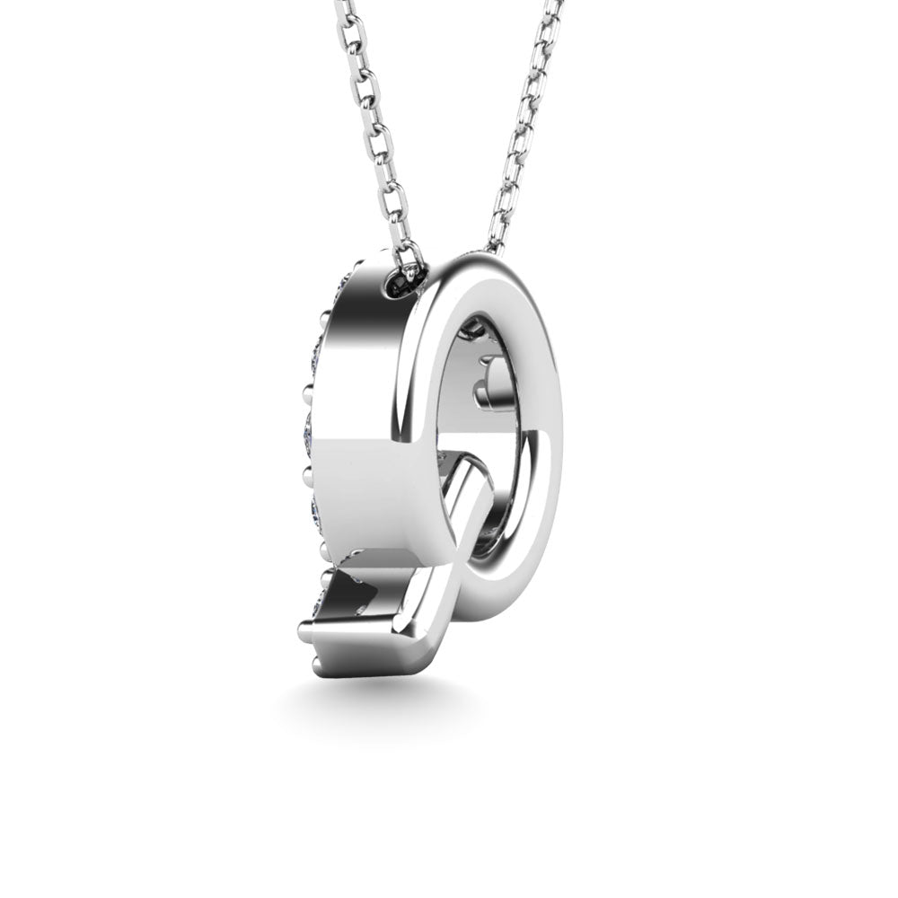 Diamond 1/6 Ct.Tw. Letter Q Pendant in 14K White Gold""