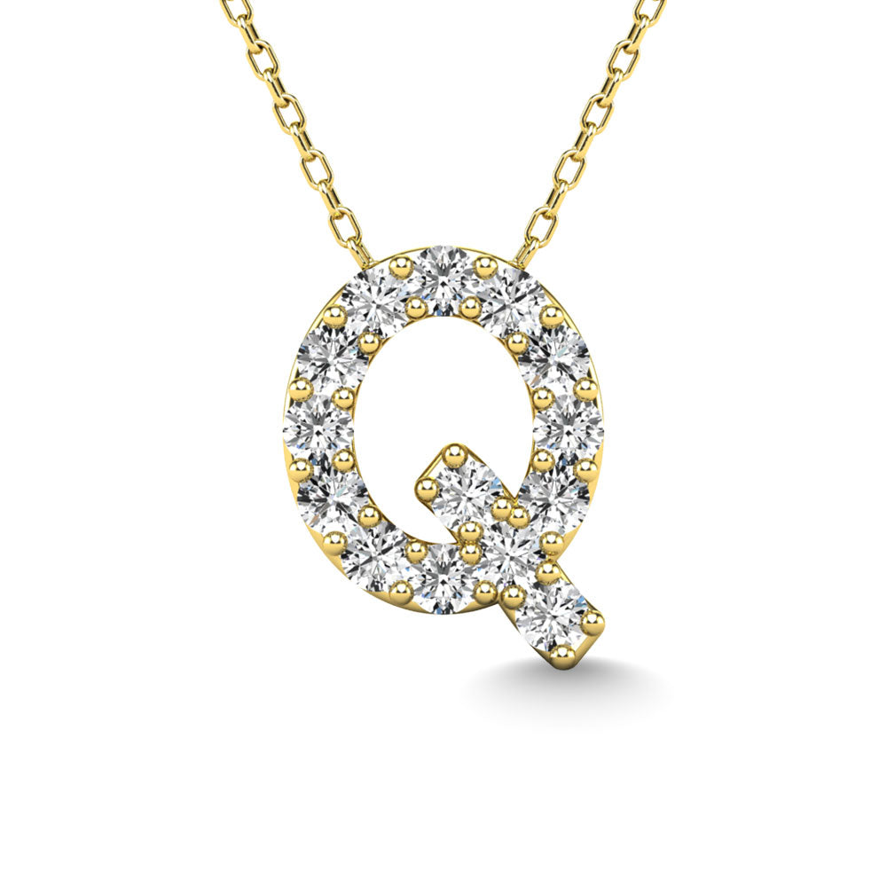 Diamond 1/6 Ct.Tw. Letter Q Pendant in 14K Yellow Gold""