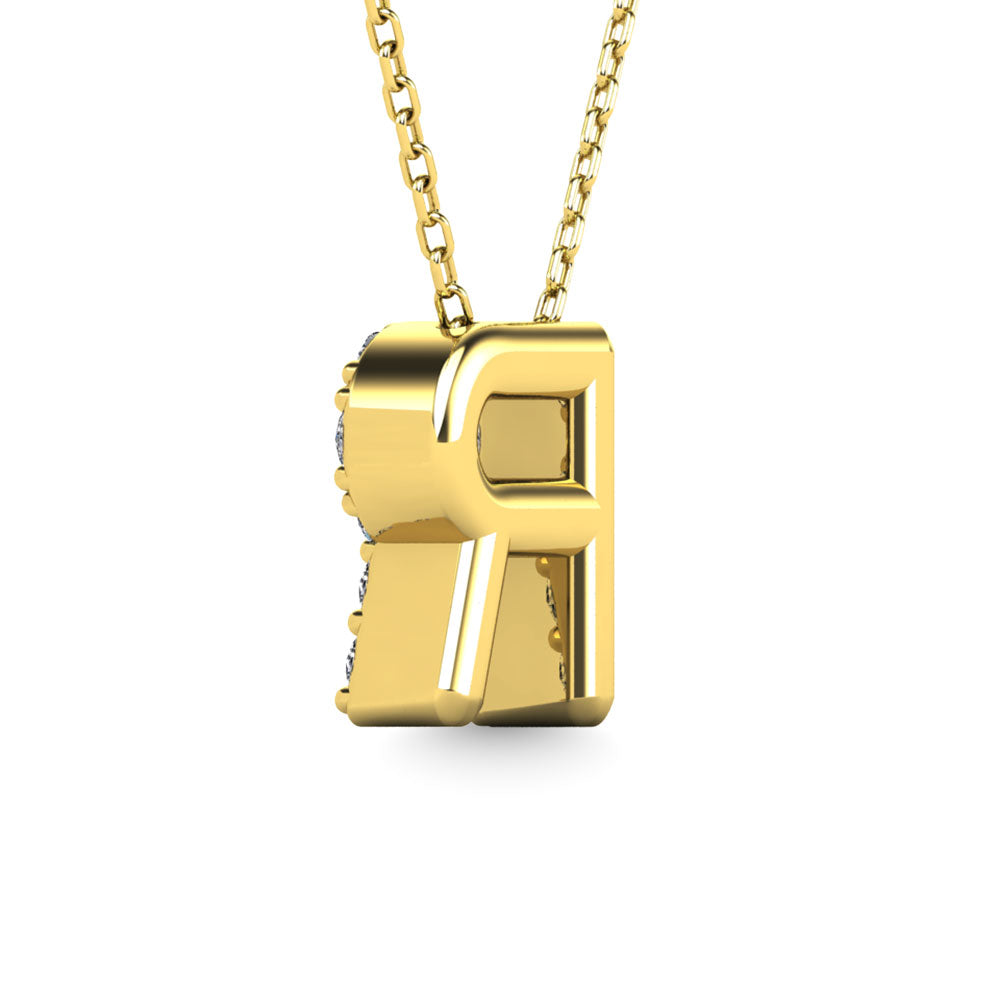 Diamond 1/8 Ct.Tw. Letter R Pendant in 14K Yellow Gold""