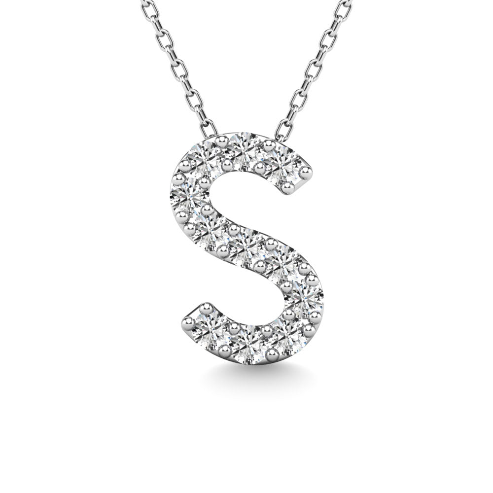 Diamond 1/10 Ct.Tw. Letter S Pendant in 14K White Gold""