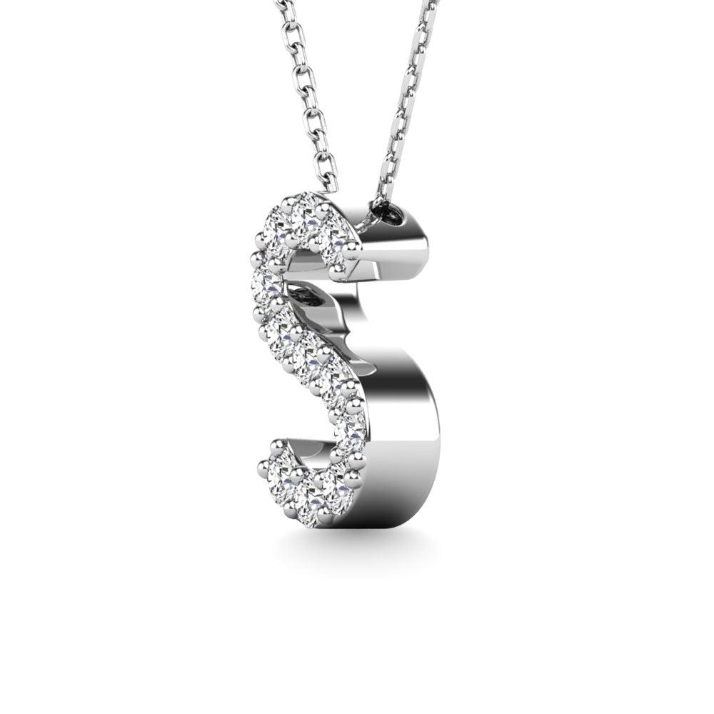 Diamond 1/10 Ct.Tw. Letter S Pendant in 14K White Gold""