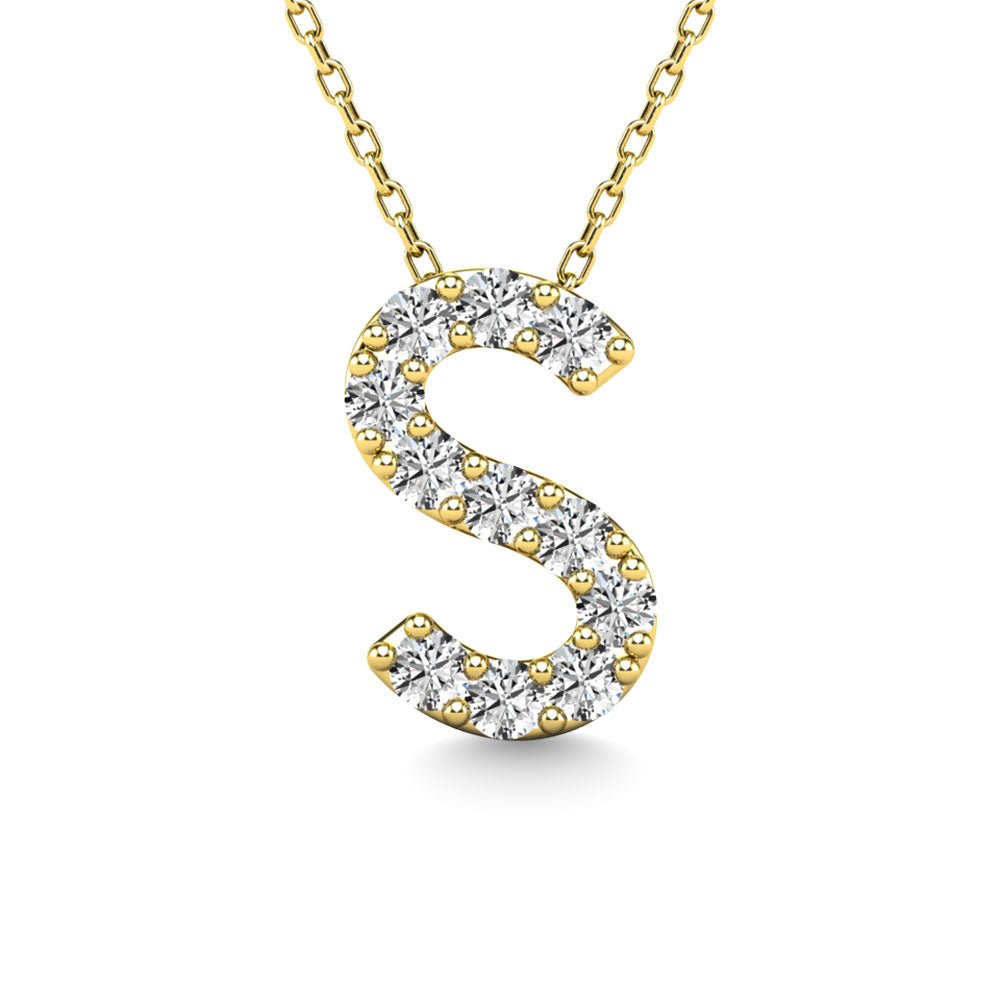 Diamond 1/10 Ct.Tw. Letter S Pendant in 14K Yellow Gold""