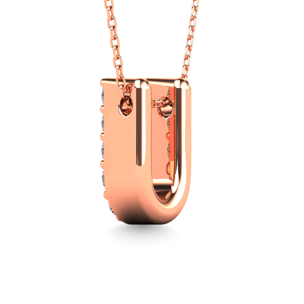 Diamond 1/10 Ct.Tw. Letter U Pendant in 14K Rose Gold""