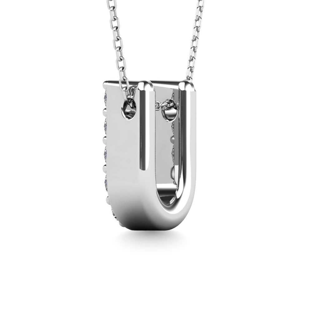 Diamond 1/10 Ct.Tw. Letter U Pendant in 14K White Gold""