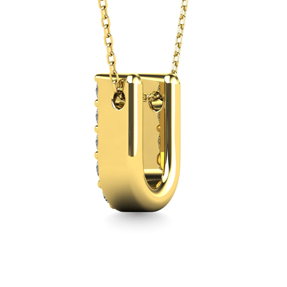 Diamond 1/10 Ct.Tw. Letter U Pendant in 14K Yellow Gold""