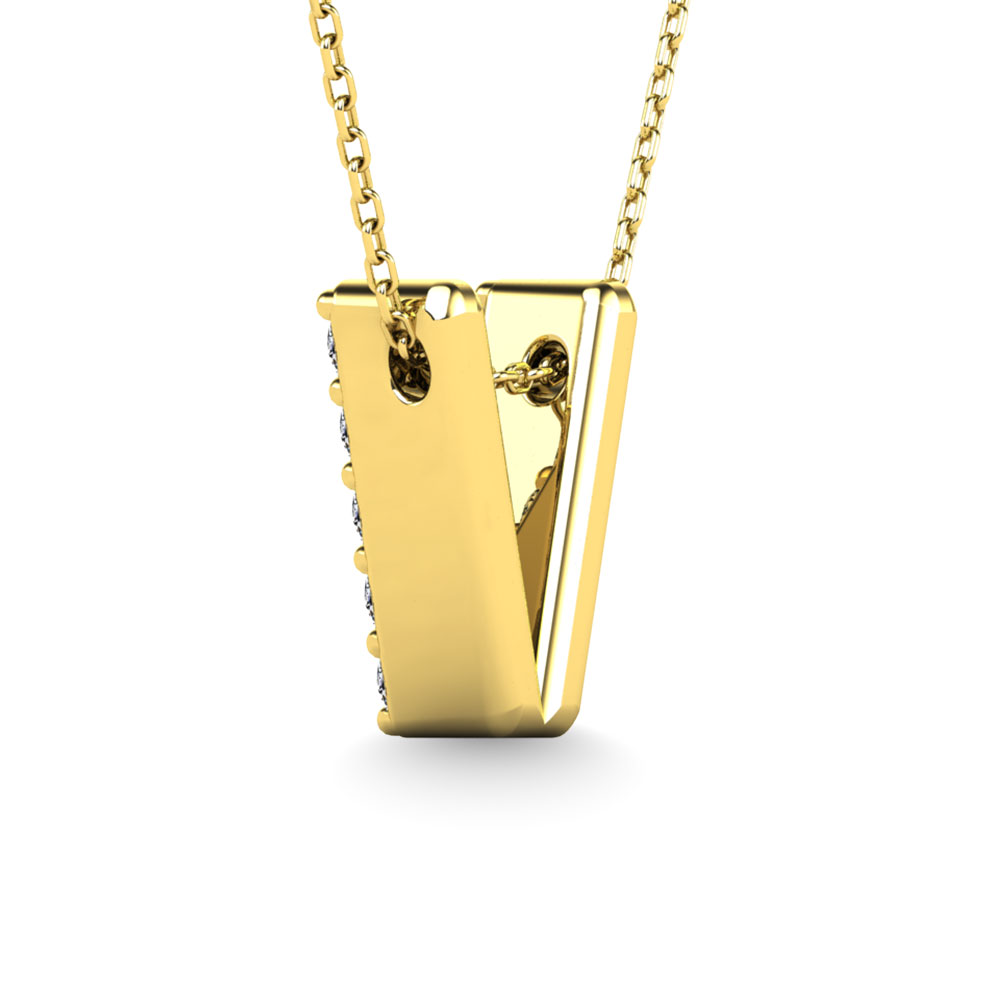 Diamond 1/10 Ct.Tw. Letter V Pendant in 14K Yellow Gold""