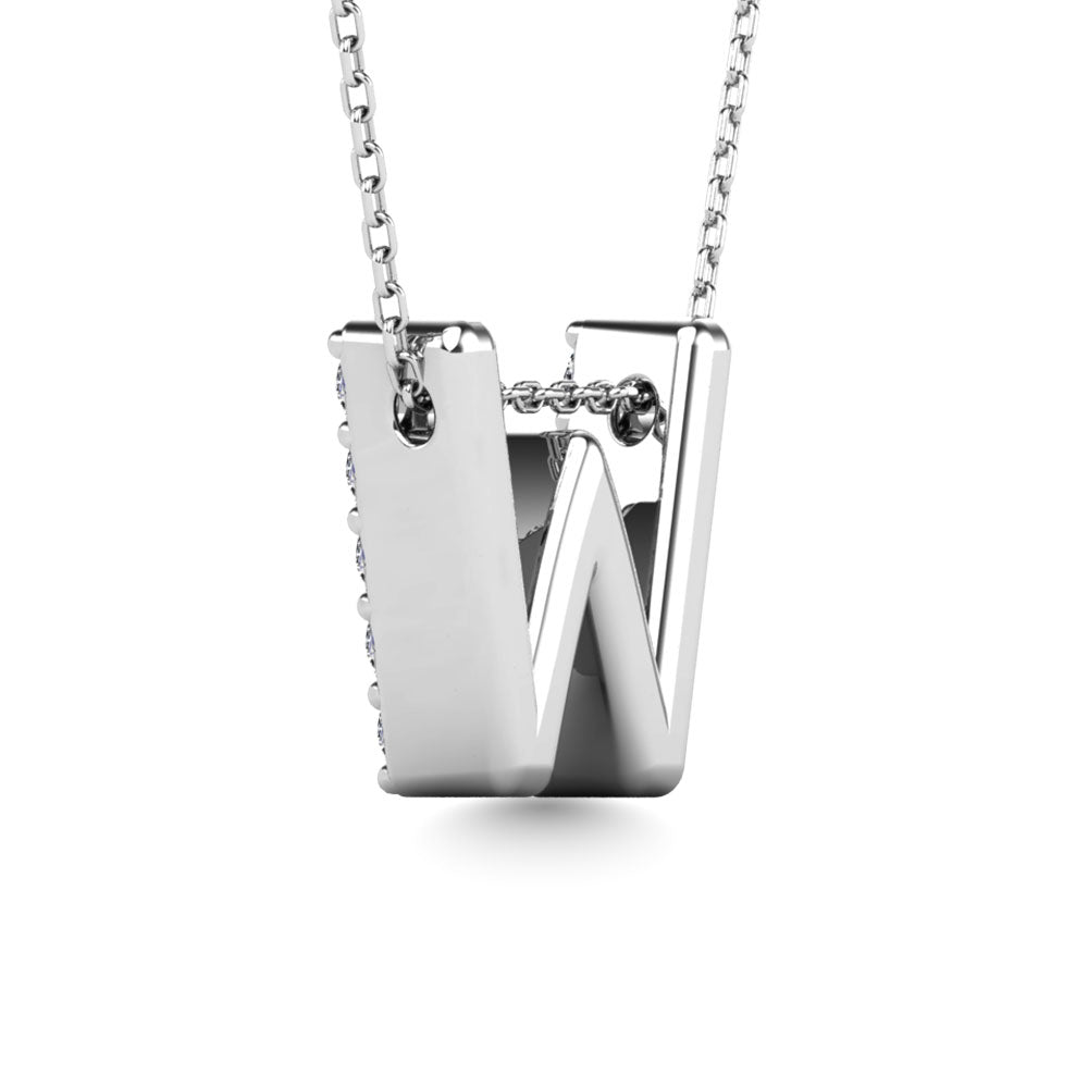 Diamond 1/6 Ct.Tw. Letter W Pendant in 14K White Gold""