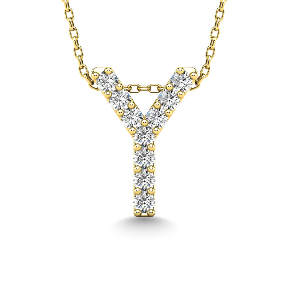 Diamond 1/10 Ct.Tw. Letter Y Pendant in 14K Yellow Gold""