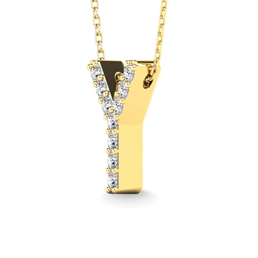 Diamond 1/10 Ct.Tw. Letter Y Pendant in 14K Yellow Gold""