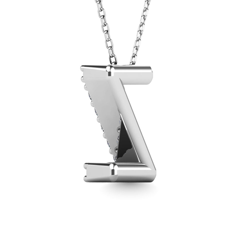 Diamond 1/8 Ct.Tw. Letter Z Pendant in 14K White Gold""