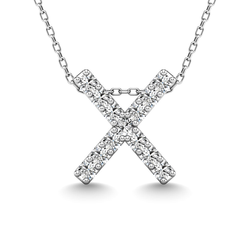 Diamond 1/8 Ct.Tw. Letter X Pendant in 14K White Gold""