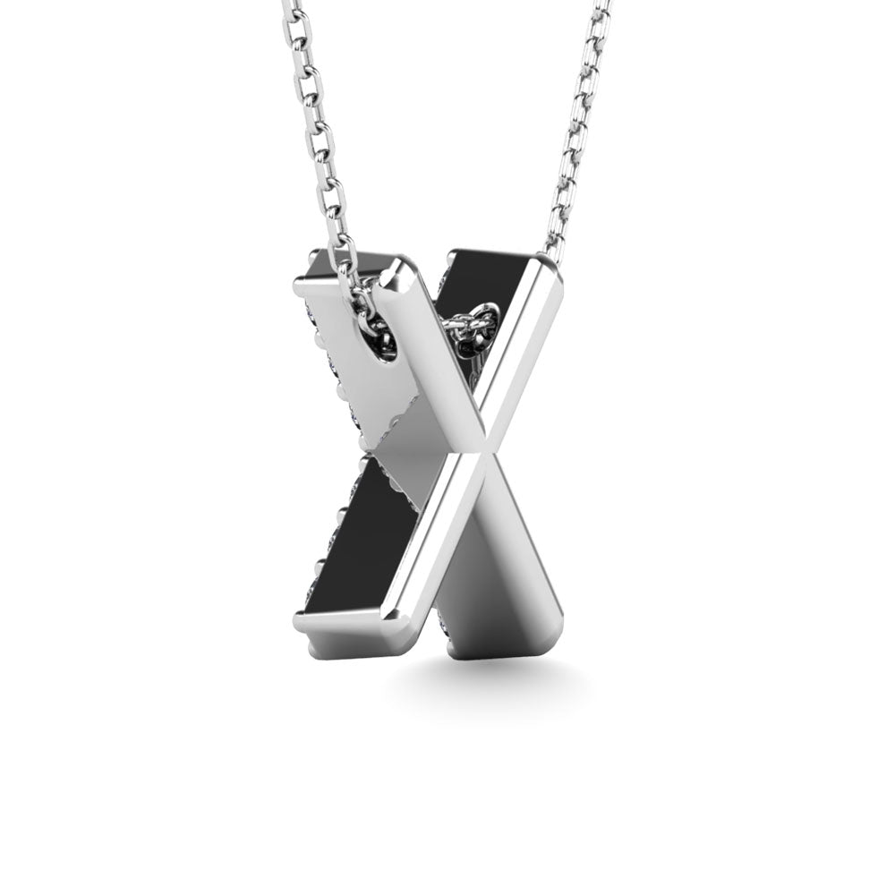 Diamond 1/8 Ct.Tw. Letter X Pendant in 14K White Gold""