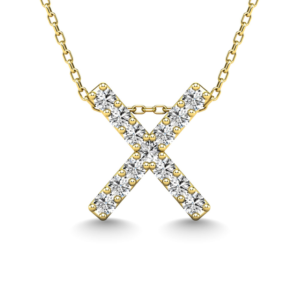 Diamond 1/8 Ct.Tw. Letter X Pendant in 14K Yellow Gold""