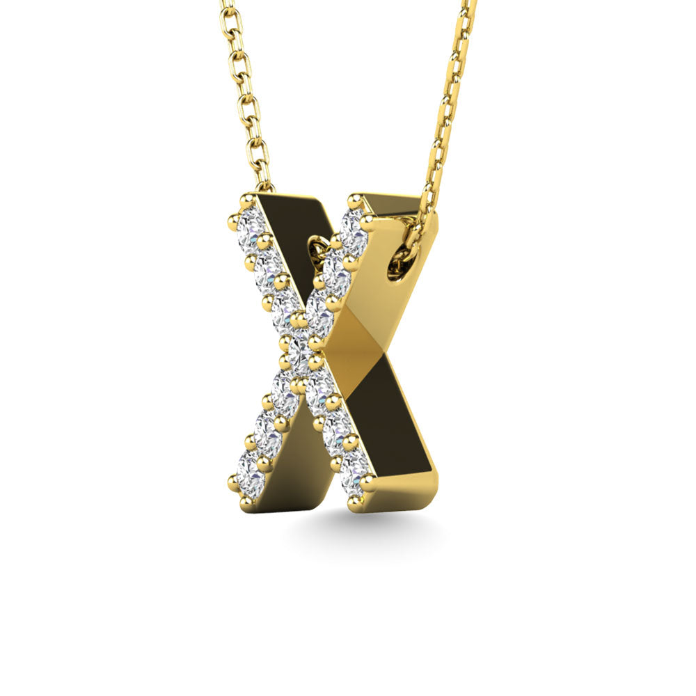 Diamond 1/8 Ct.Tw. Letter X Pendant in 14K Yellow Gold""