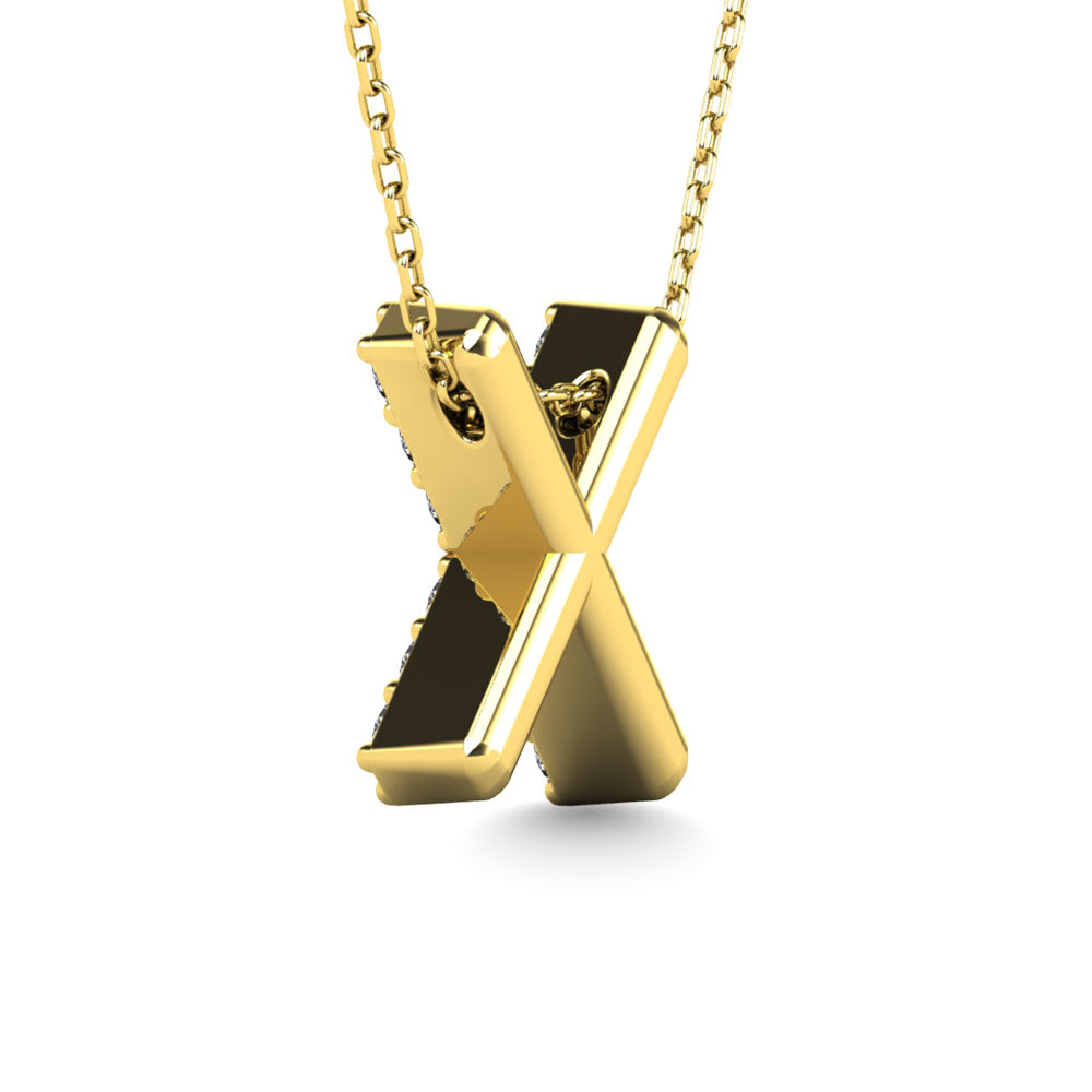 Diamond 1/8 Ct.Tw. Letter X Pendant in 14K Yellow Gold""