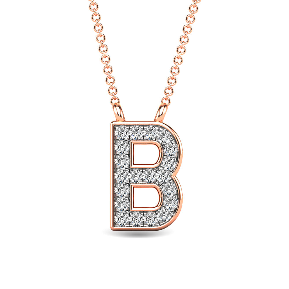 Diamond 1/20 Ct.Tw. Letter B Pendant in 10K Rose Gold""