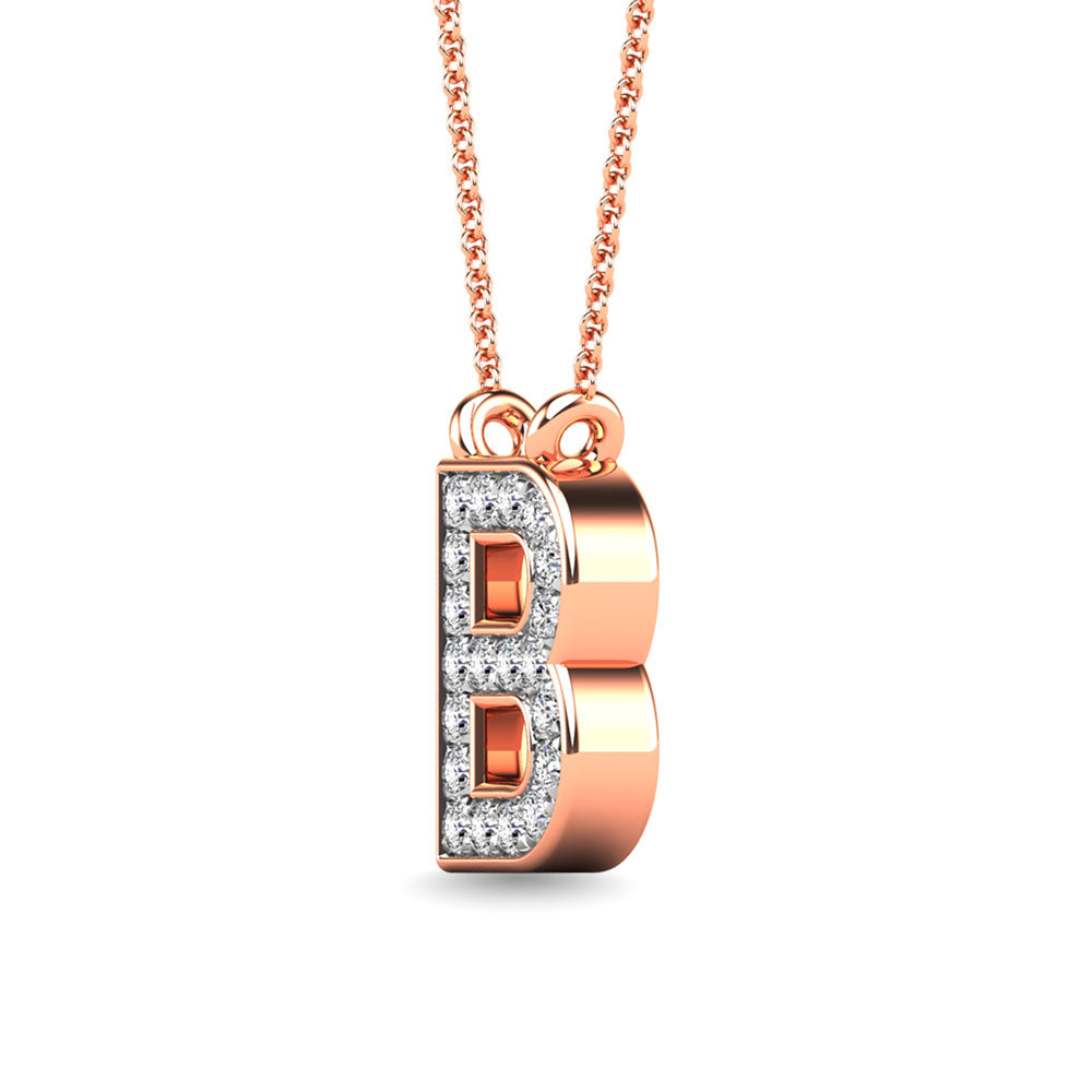 Diamond 1/20 Ct.Tw. Letter B Pendant in 10K Rose Gold""