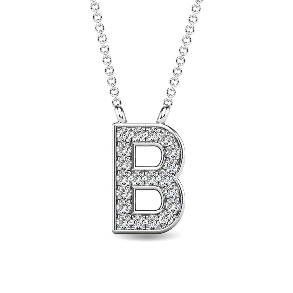 Diamond 1/20 Ct.Tw. Letter B Pendant in 10K White Gold""